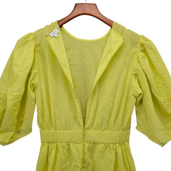 Rhode Pia Mini Sheath Dress Neon Yellow 1/2 Sleeve Ruched Asymmetric Skirt Sz XS - Picture 4 of 11